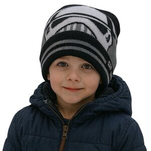Star Wars Stormtrooper Slouchy Cuffed Lined Beanie OS Big Kids 6yr-12yr Black